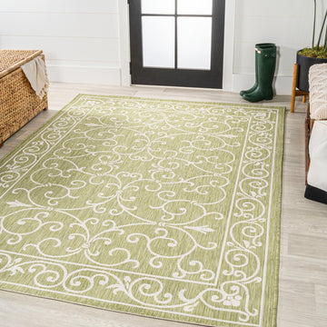 Charleston Vintage Filigree Textured Weave Indoor/outdoor Area Rug